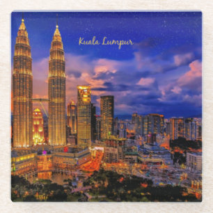 Kuala Lumpur Skyline in der Nacht Glasuntersetzer
