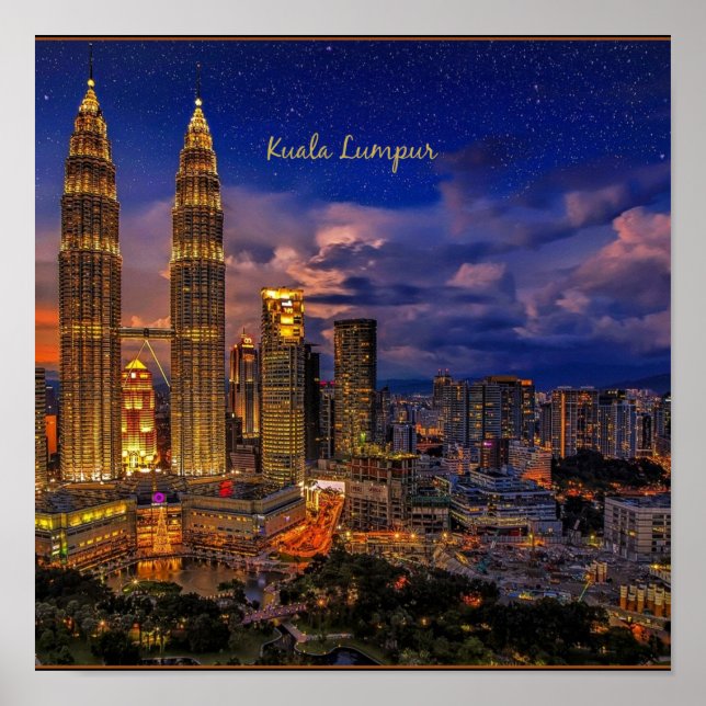 Kuala Lumpur Skyline in der Nacht Poster (Vorne)