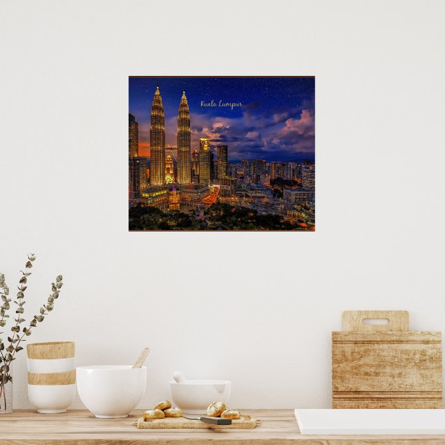 Kuala Lumpur Skyline in der Nacht Poster (Küche)