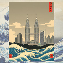 Kuala Lumpur Vintage Japan Wellen-Stil Skyline