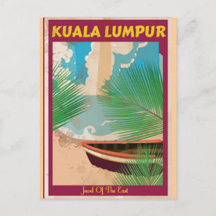 Kuala Lumpur Vintage-Reiseposter Postkarte