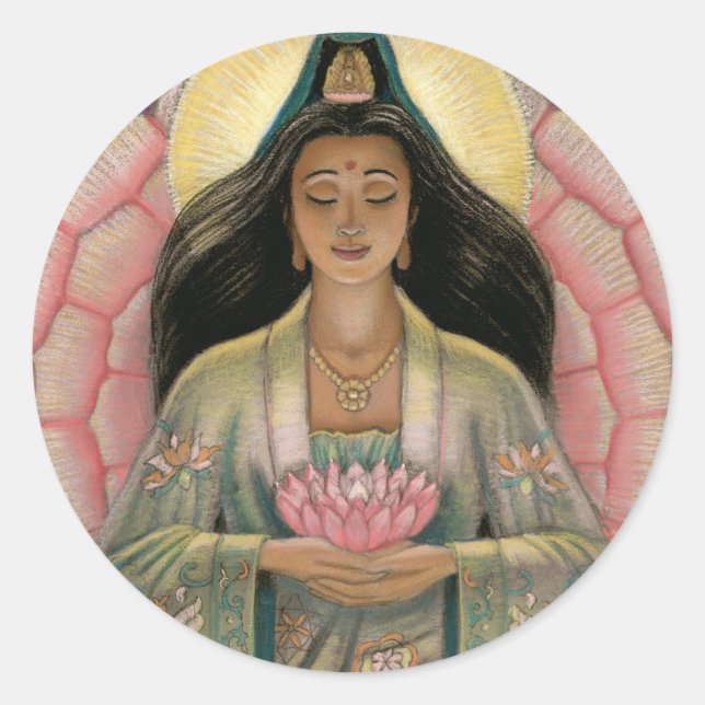 Kuan Yin Göttin des Mitgefühls Runder Aufkleber (Vorderseite)