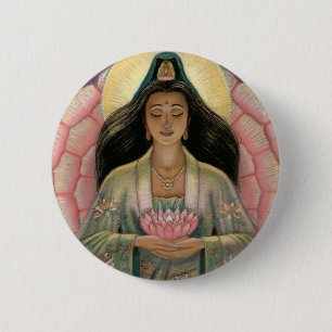 Kuan Yin Göttin des Mitleids Button
