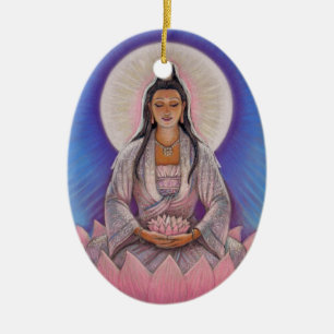 Kuan Yin ovale Weihnachtsverzierung Keramikornament