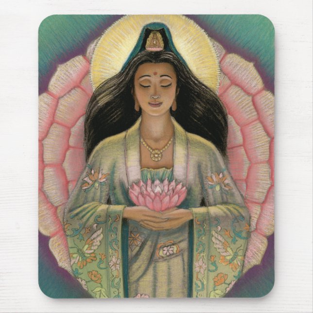 Kuan Yin "rosa Lotus Herz" Mousepad (Vorne)