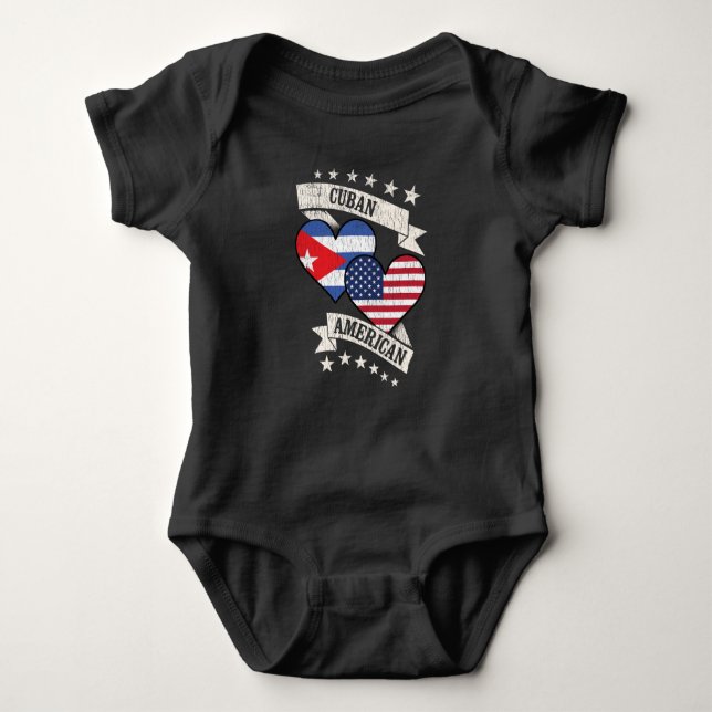 Kuba American Heart Flags Kuba Amerika Baby Strampler (Vorderseite)