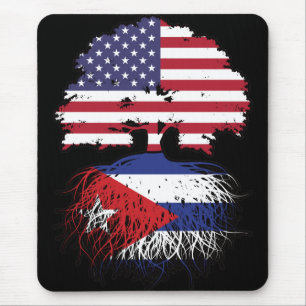Kuba-Amerikanische Tree-Roots-Flagge Mousepad