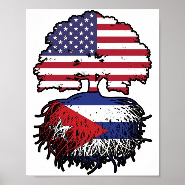 Kuba-Amerikanische Tree-Roots-Flagge Poster (Vorne)