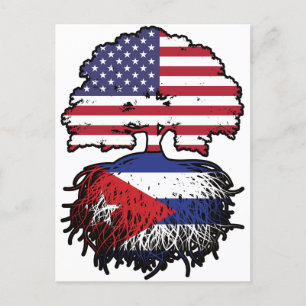 Kuba-Amerikanische Tree-Roots-Flagge Postkarte