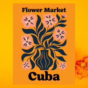 Kuba-Blumenmarkt-Topfblüte und dunkles Laub Postkarte