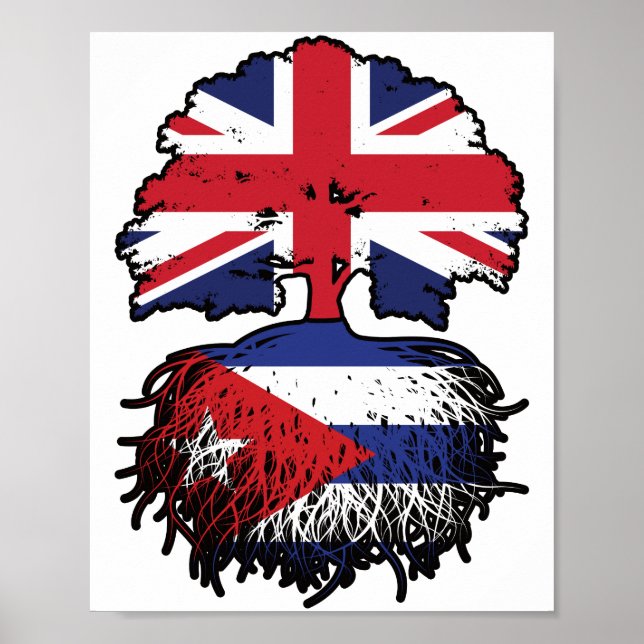 Kuba - Britisch-UK-Tree-Roots-Flagge Poster (Vorne)