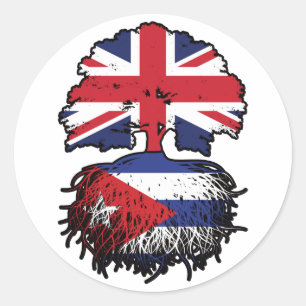 Kuba - Britisch-UK-Tree-Roots-Flagge Runder Aufkleber
