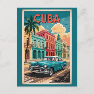 Kuba Classic Car Illustration Kunst, Dichtung und  Postkarte