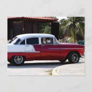 Kuba Classic Cars Red n White Postcard Postkarte