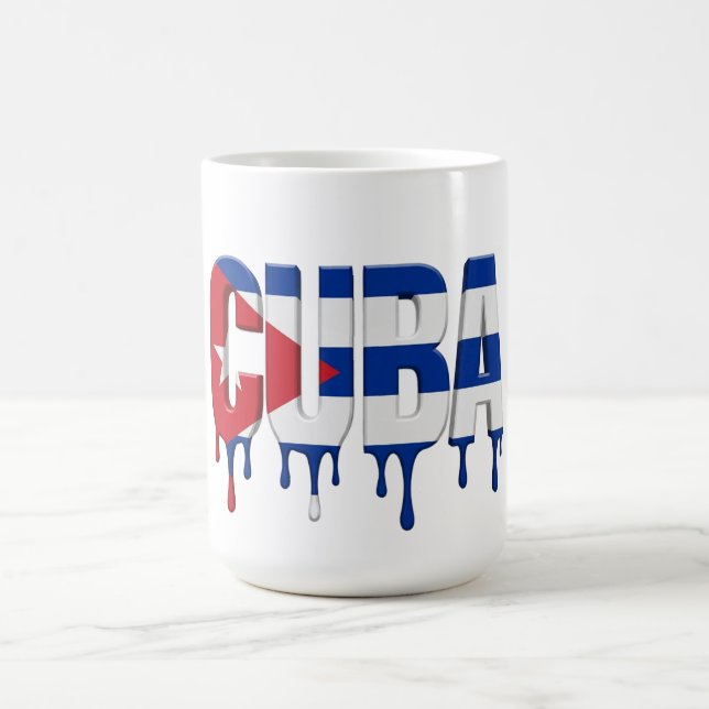 Kuba-Drip-Text | Design mit karibischer Flagge | F Kaffeetasse (Mittel)