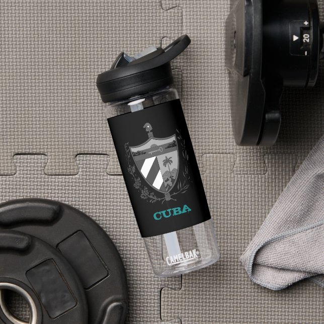 Kuba Fitness & kubanisches Wappen / Fahne Trinkflasche (Fitnessstudio)