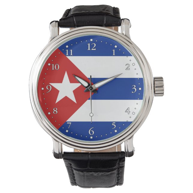 Kuba-Flagge Armbanduhr (Vorderseite)