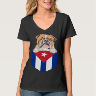 Kuba-Flagge Bulldogge Hund In Tasche T-Shirt