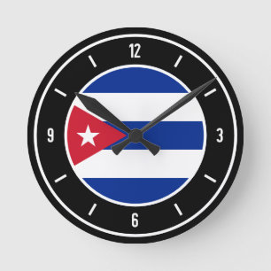 Kuba-Flagge Elegante runde Uhr