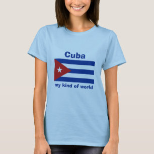 Kuba-Flagge + Karte + Text-T - Shirt