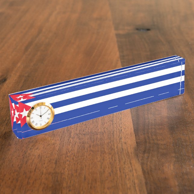 Kuba-Flagge Namensplakette (Seite)