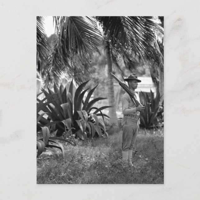 Kuba, Guantanamo Sentry unter palms_War Image Postkarte (Vorderseite)