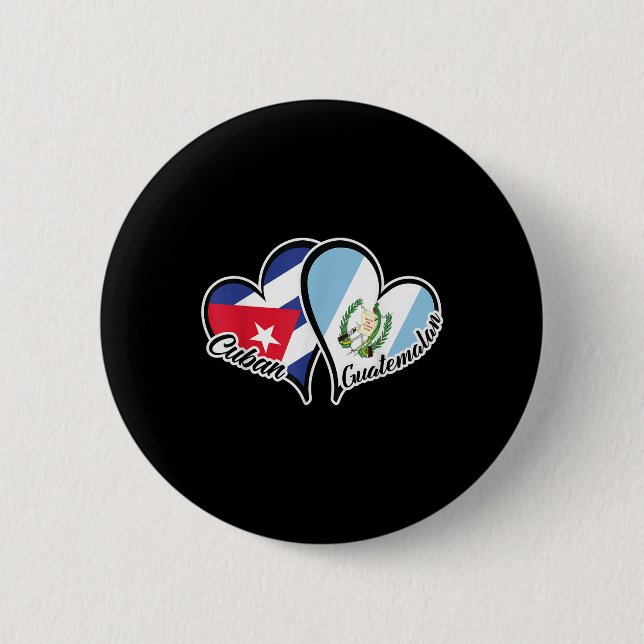 Kuba Guatemala Flaggenherz Halb Kubaner Hälfte Gua Button (Vorderseite)