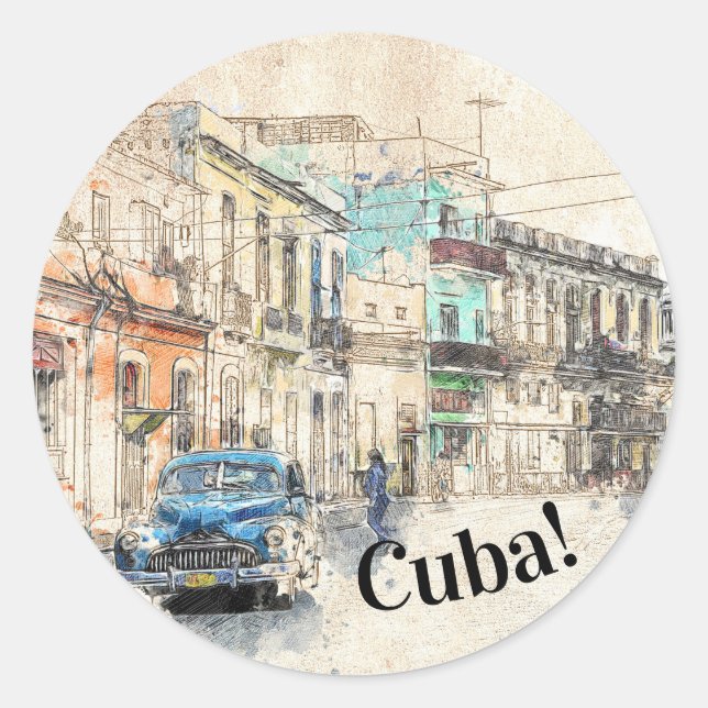 Kuba! Havana Cuba Runder Aufkleber (Vorderseite)