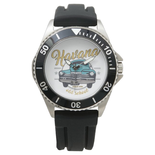 Kuba Havana Kuba Altes Auto Beach Reisen Geschenk Armbanduhr (Vorderseite)