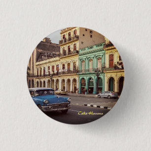 Kuba Havanna Vintage Klassiker Stadtbild Button