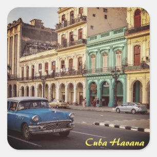Kuba Havanna Vintage Klassiker Stadtbild Quadratischer Aufkleber
