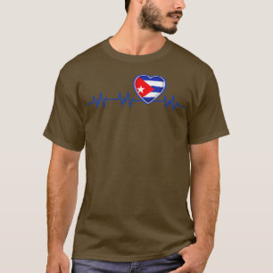 Kuba Heartbeat Flag Pulse Cuban Nationalität T-Shirt