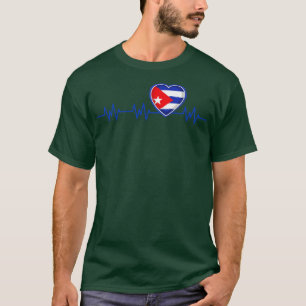 Kuba Heartbeat Flag Pulse Cuban Nationalität T-Shirt
