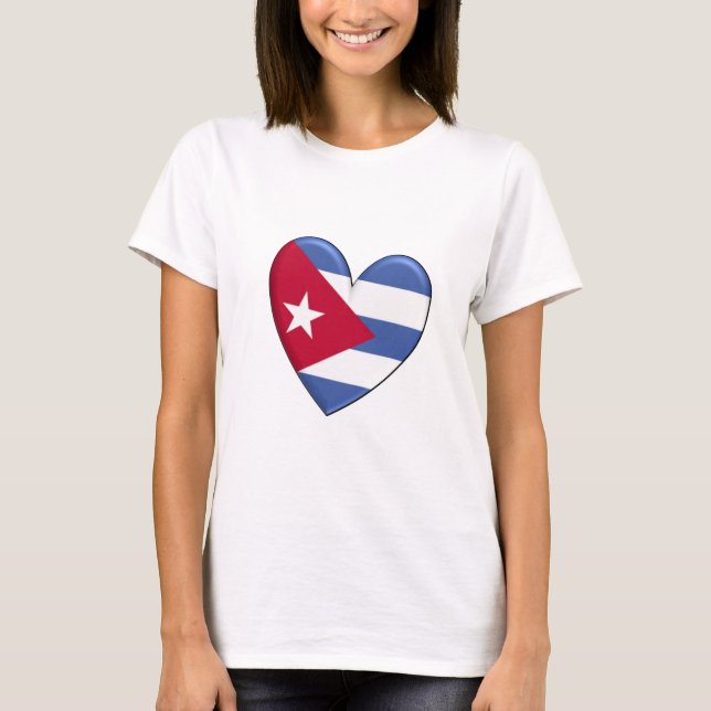 Kuba-Herz-Flaggen-T - Shirt (Vorderseite)