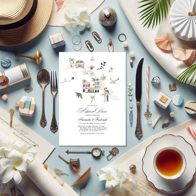 Kuba Hochzeit in Urlaubsort Probe Dinner Einladung (Cuba Destination Wedding Rehearsal Dinner Invitation)