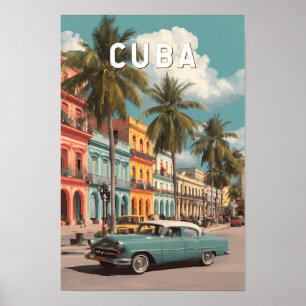 Kuba Illustration Reise Kunst Vintage Poster