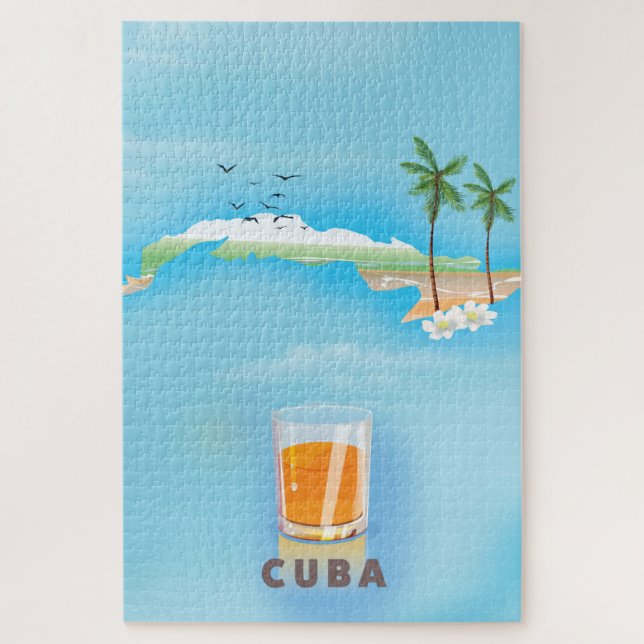 Kuba Illustriertes Reiseplakat Puzzle (Vertikal)