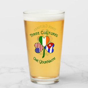 Kuba Irish American Flags Kleeblatt Personalisiert Glas