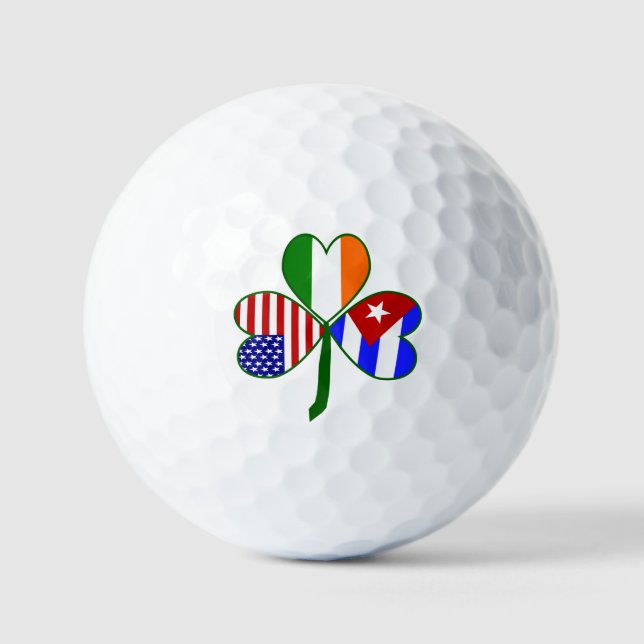 Kuba Irland USA Kleeblatt Flag Personalisiert Golfball (Vorderseite)