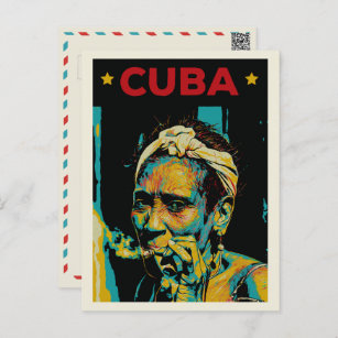 Kuba Karibik typische Frau Havanna Postcard Postkarte