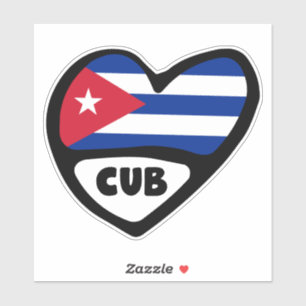 Kuba Ländercode Flaggenherz, CUB Aufkleber