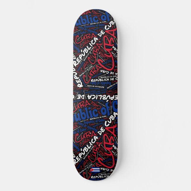Kuba Nationaler Stolz Wordcloud Skateboard (Vorderseite)