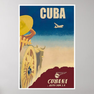 Kuba Reiseplakat Cubana Airlines Kunst Kubanisches Poster