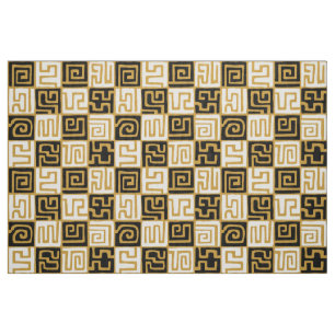 Kuba Style Pattern 071019 (01) - B&W on Gold Stoff