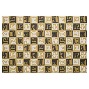 Kuba Style Pattern 071019 (02) - B&W on Gold Stoff