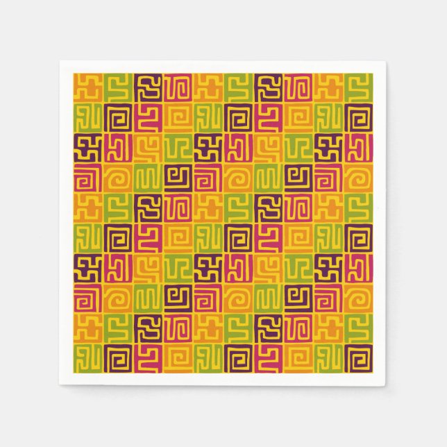 Kuba Style Pattern 071019 - Farbenfroh Serviette (Vorderseite)