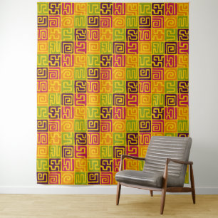 Kuba Style Pattern 071019 - Farbenfroh Wandteppich