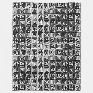 Kuba Style Pattern 071019 - Schwarz und Weiß Fleecedecke