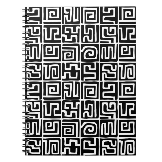 Kuba Style Pattern 071019 - Schwarz und Weiß Notizblock (Vorderseite)
