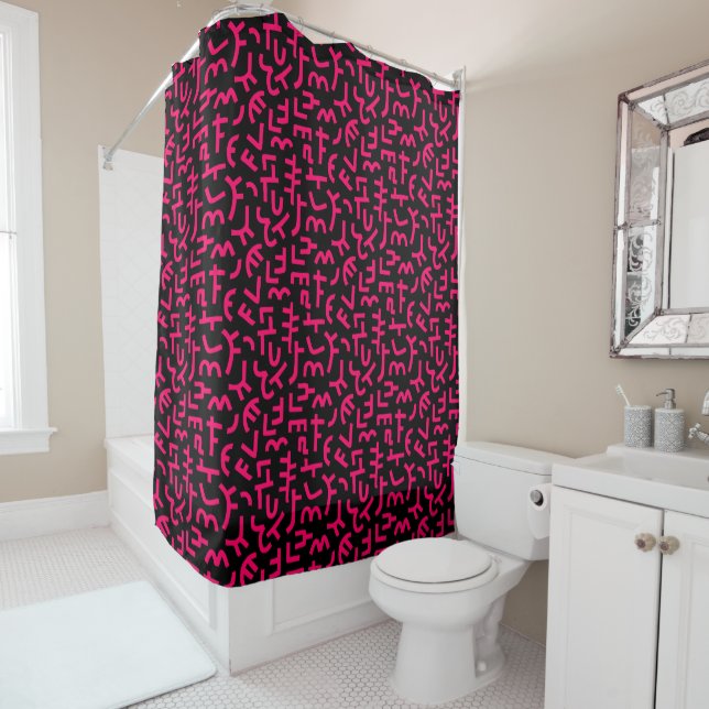 Kuba Style Pattern 121019 - Neon Red on Black Duschvorhang (Beispiel)